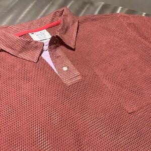 Champion Brick Red Garment Washed Mesh Polo Shirt Size M NWOT